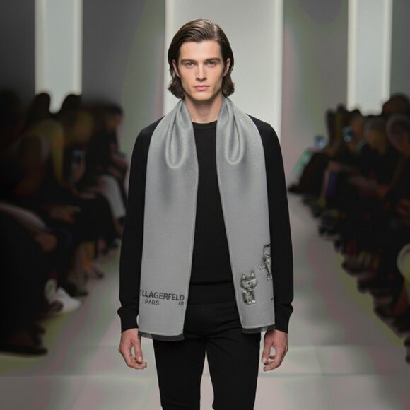 Authentic Karl Lagerfeld Paris Reversible Scarf NWT (Unisex) - Picture 5 of 16